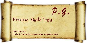 Preisz György névjegykártya